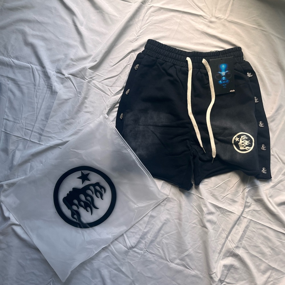 Black Shorts with White Drawstrings